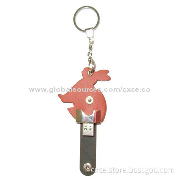 USB Flash Drive, leather cover, embossing artwork, available in various colors